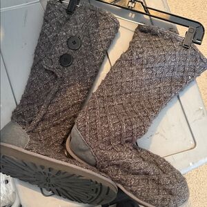 UGG Cozy Gray Knit Women's Boots, 8, Grey